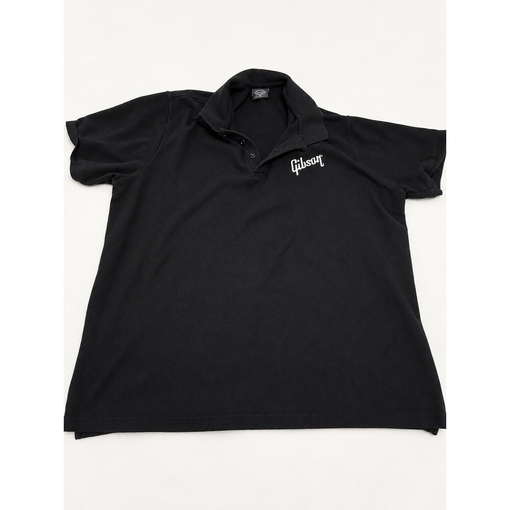 Gibson Guitar Black Embroidered Logo Polo Shirt Menโs XXL